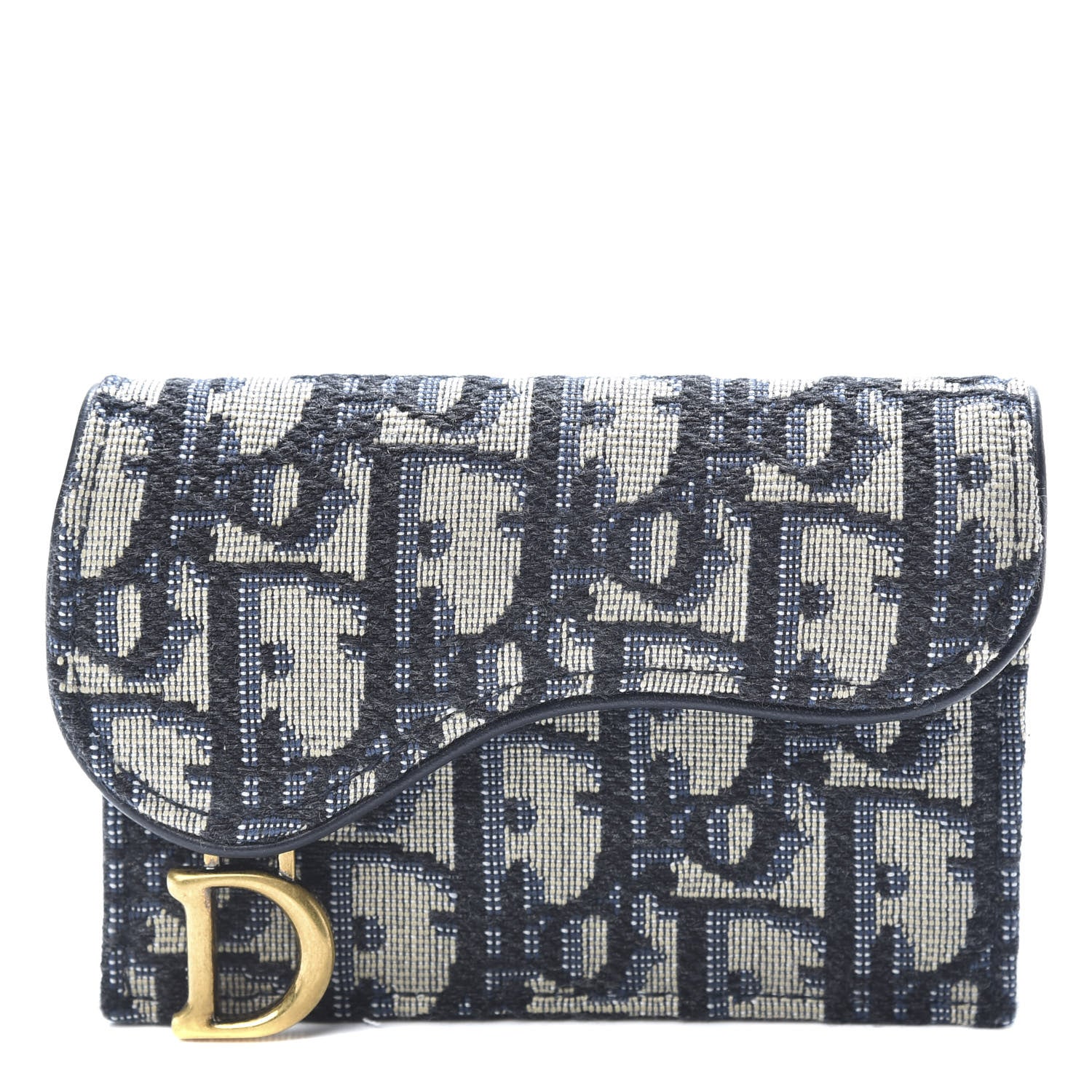 Christian Dior Oblique Saddle Card Holder Blue 1 of 7