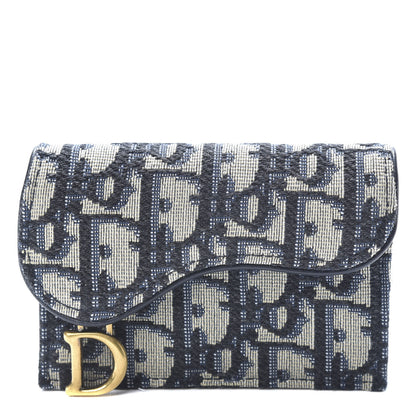 Christian Dior Oblique Saddle Card Holder Blue 1 of 7