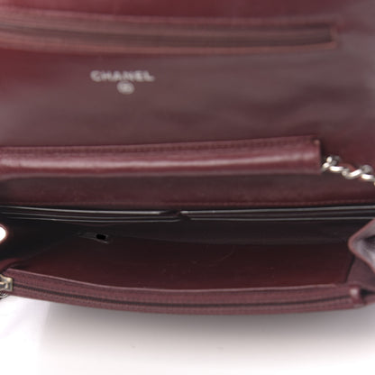 Chanel Patent Quilted Wallet On Chain WOC Dark Red 5 of 13