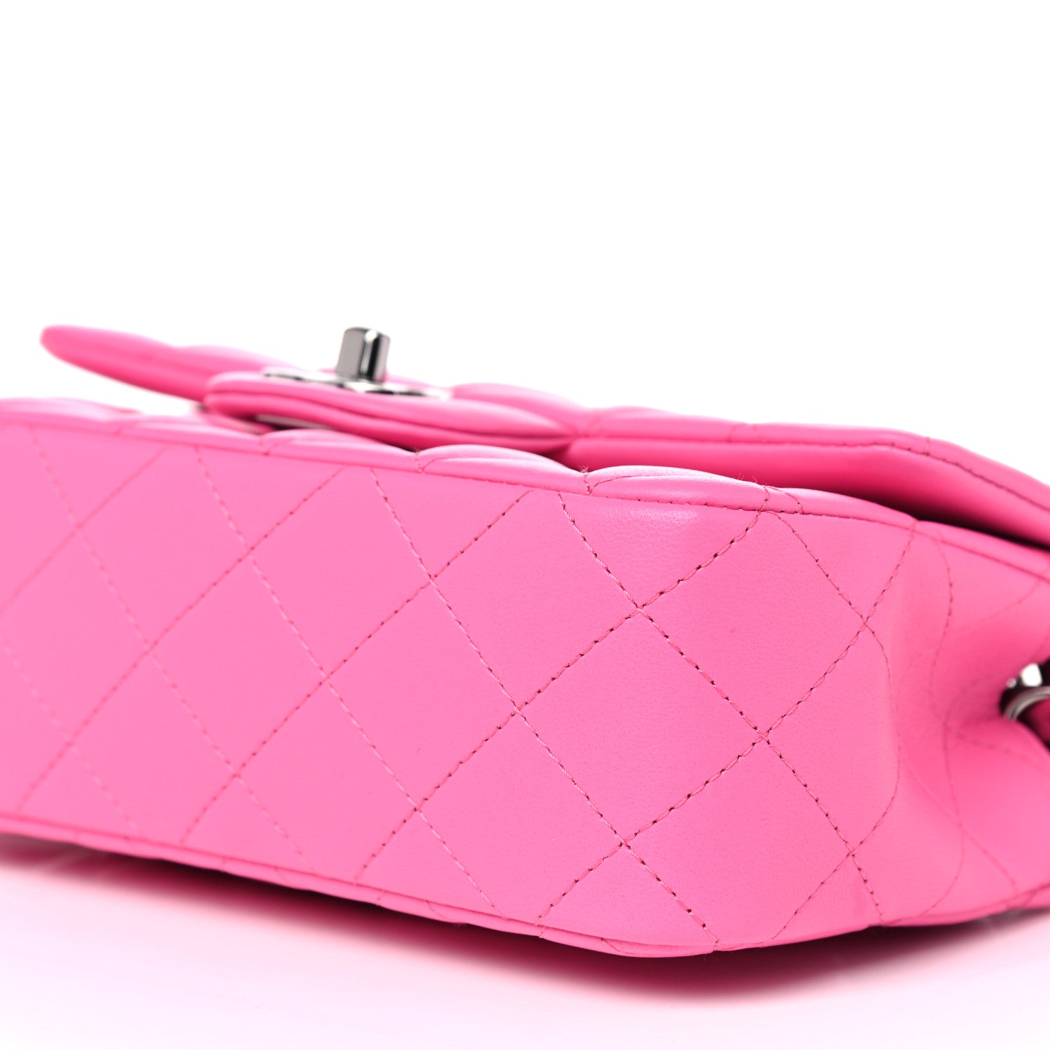 Chanel Lambskin Quilted Mini Rectangular Flap Neon Pink 9 of 10