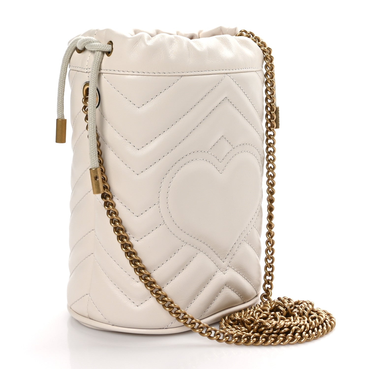 Gucci Calfskin Matelasse Mini GG Marmont 2.0 Bucket Bag White 3 of 10