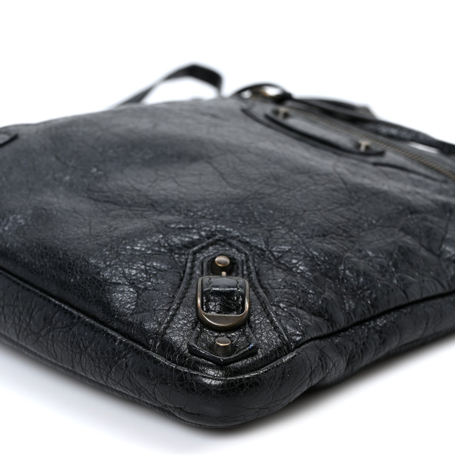 Agneau Classic Hardware Flat Crossbody Black