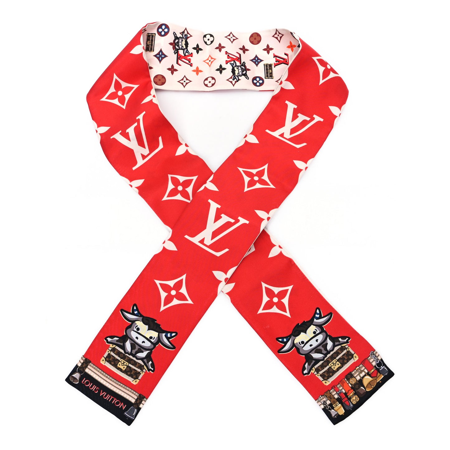 Silk Monogram Rodeo Bandeau Red