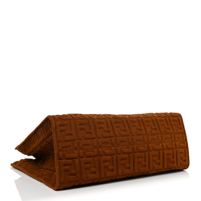 Fendi Terrycloth Plexiglass FF Embossed XL Fendi Sunshine Shopper Tote Caramel 4 of 7