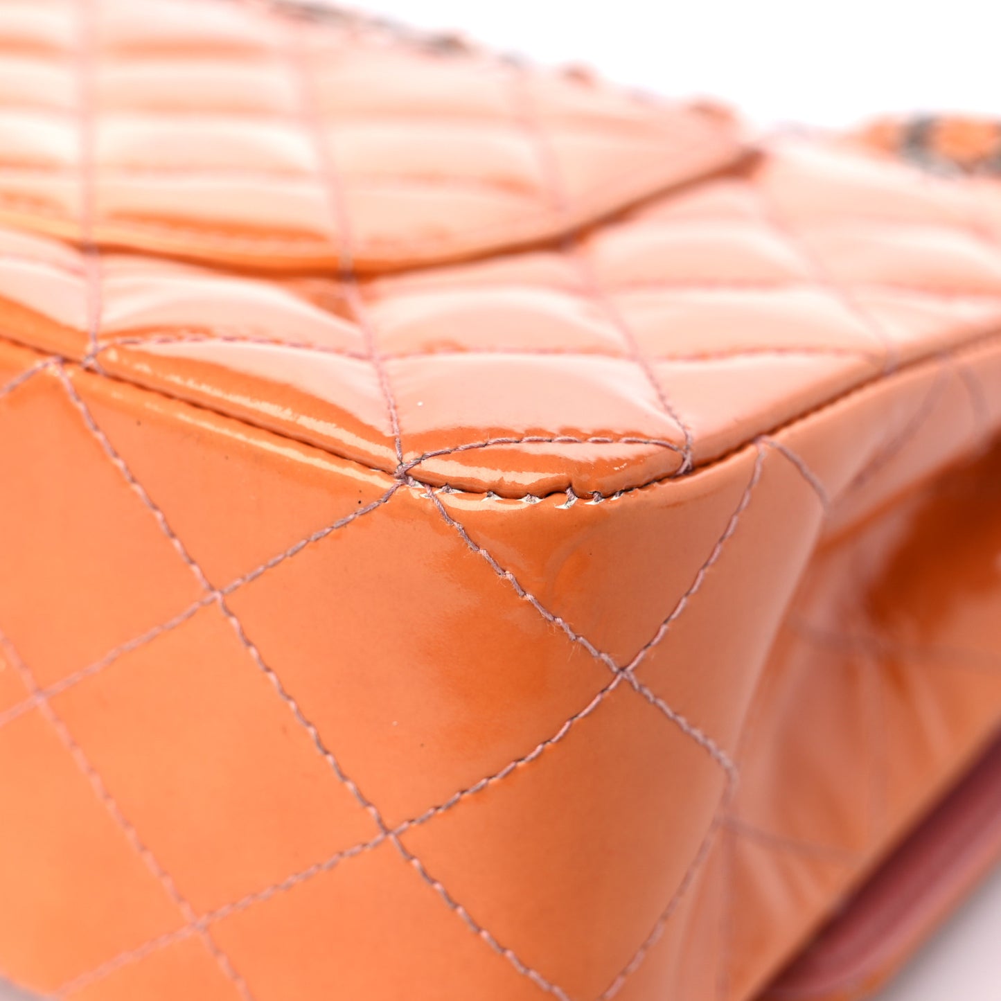 Patent Quilted Medium Double Flap Fuchsia