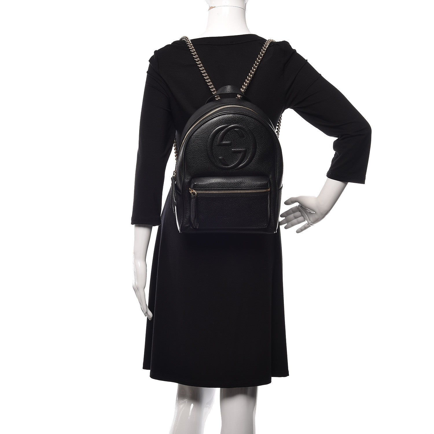 Gucci Pebbled Calfskin Soho Chain Backpack Black 2 of 10