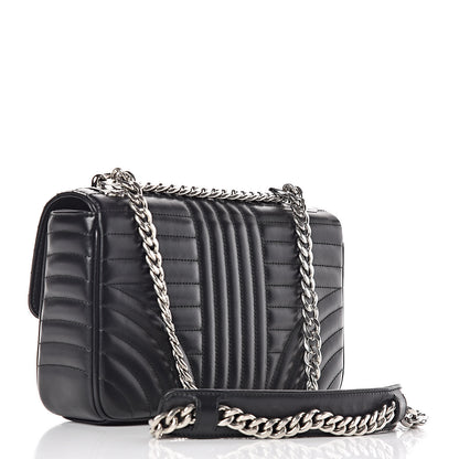 Prada Soft Calfskin Impunture Diagramme Medium Chain Flap Shoulder Bag Black 3 of 8