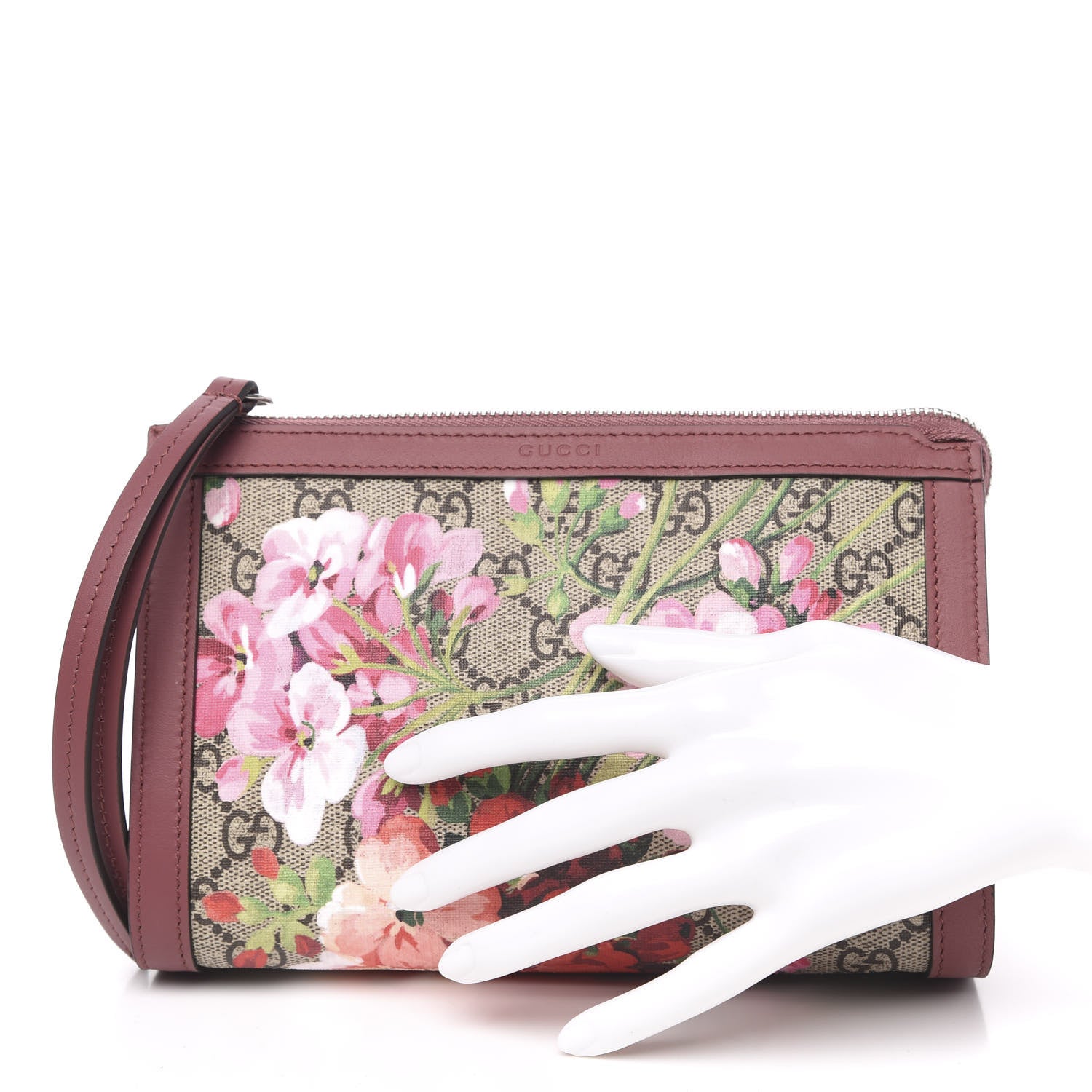 Gucci GG Supreme Monogram Blooms Small Cosmetic Case Beige Multicolor Dry Rose 2 of 10