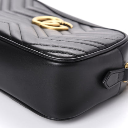 Gucci Calfskin Matelasse Small GG Marmont Chain Shoulder Bag Black 7 of 11