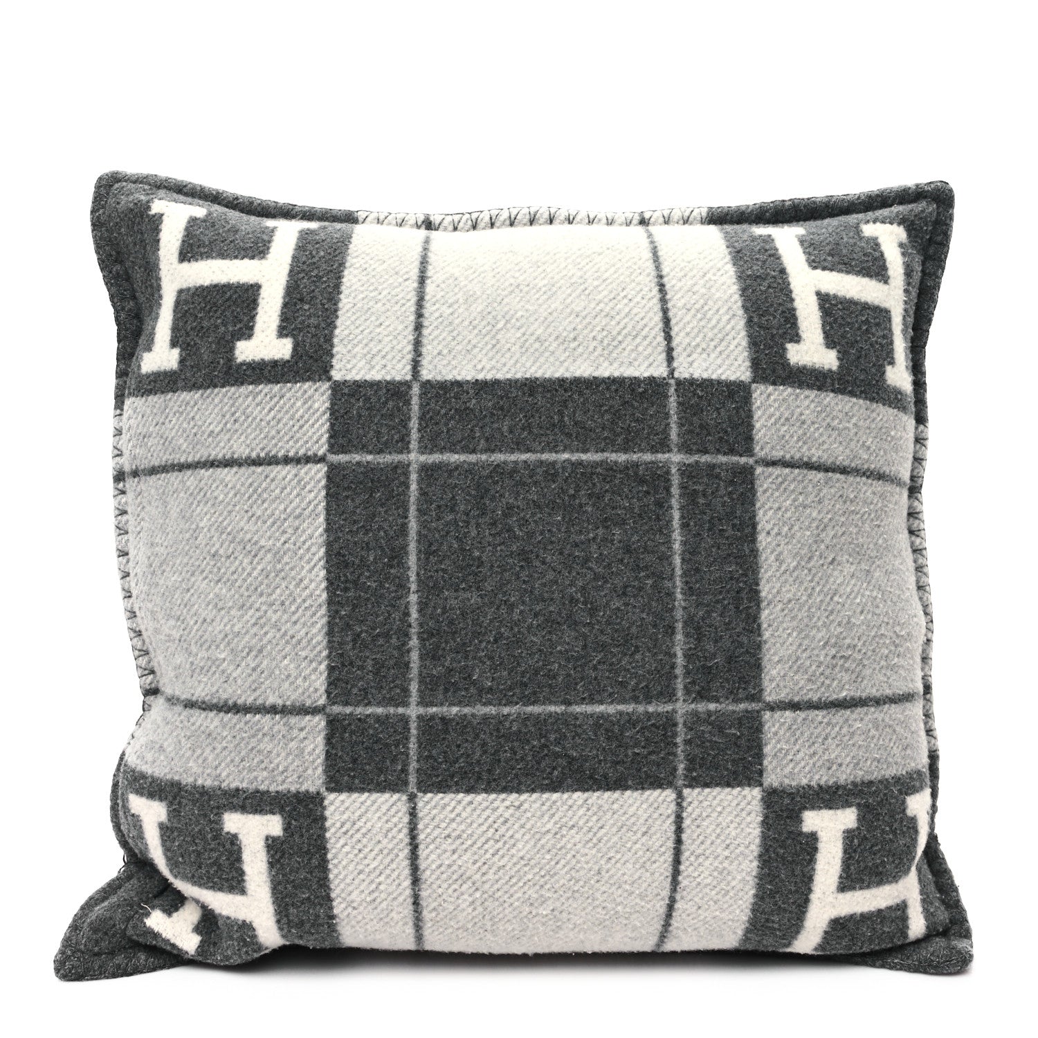Hermes Wool Cashmere Avalon III Pillow PM Ecru Gris Clair 2 of 3