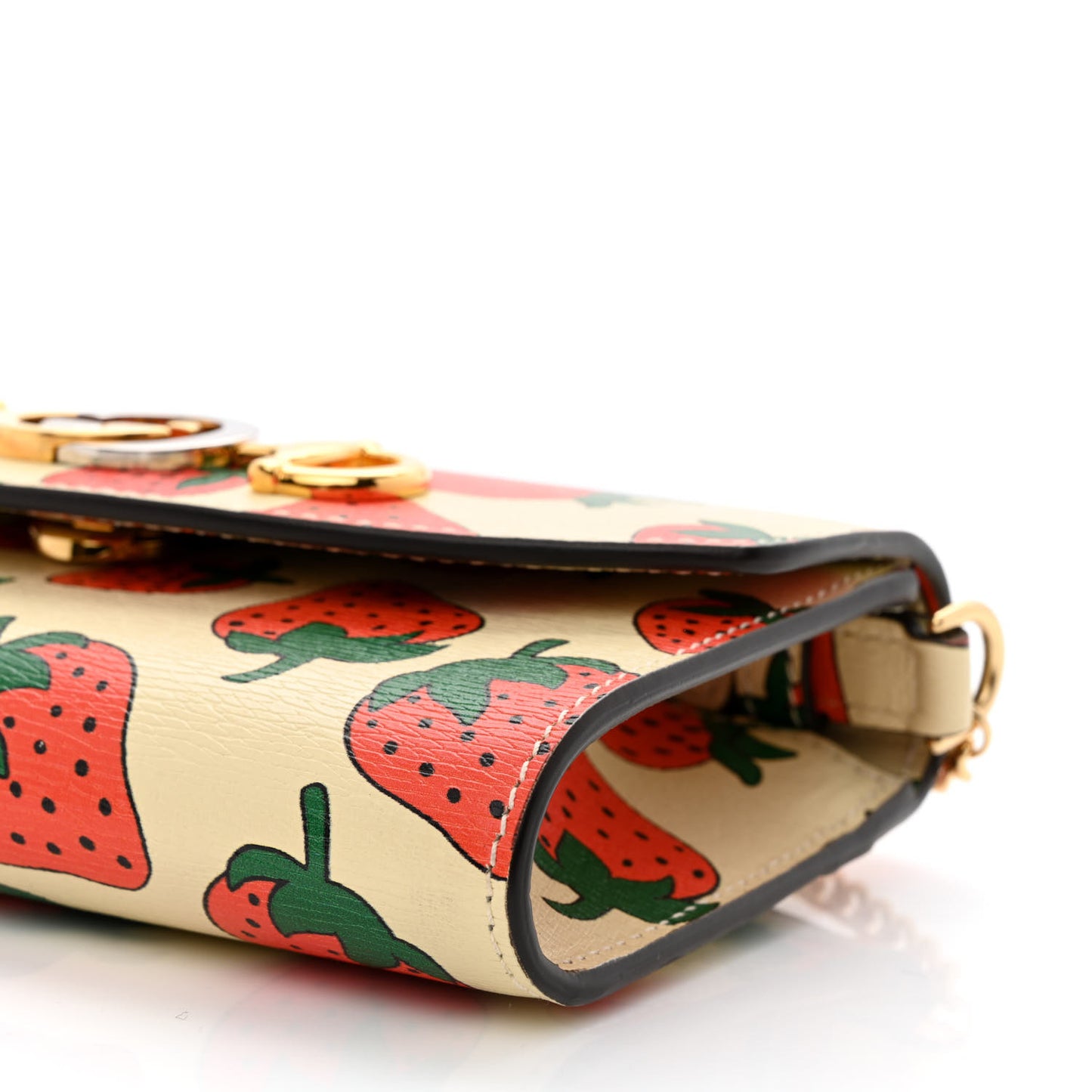 Calfskin Strawberry Print Mini Zumi Shoulder Bag Ivory Red