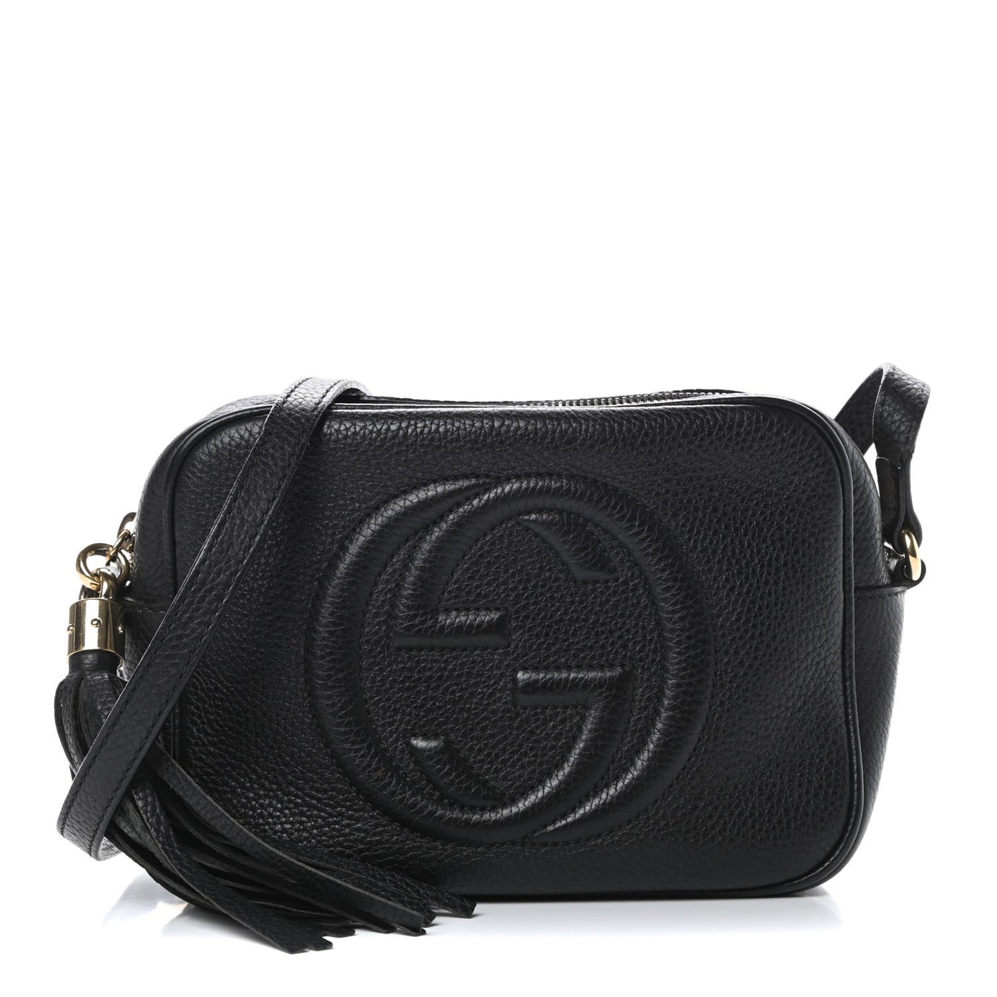 Pebbled Calfskin Small Soho Disco Bag Black