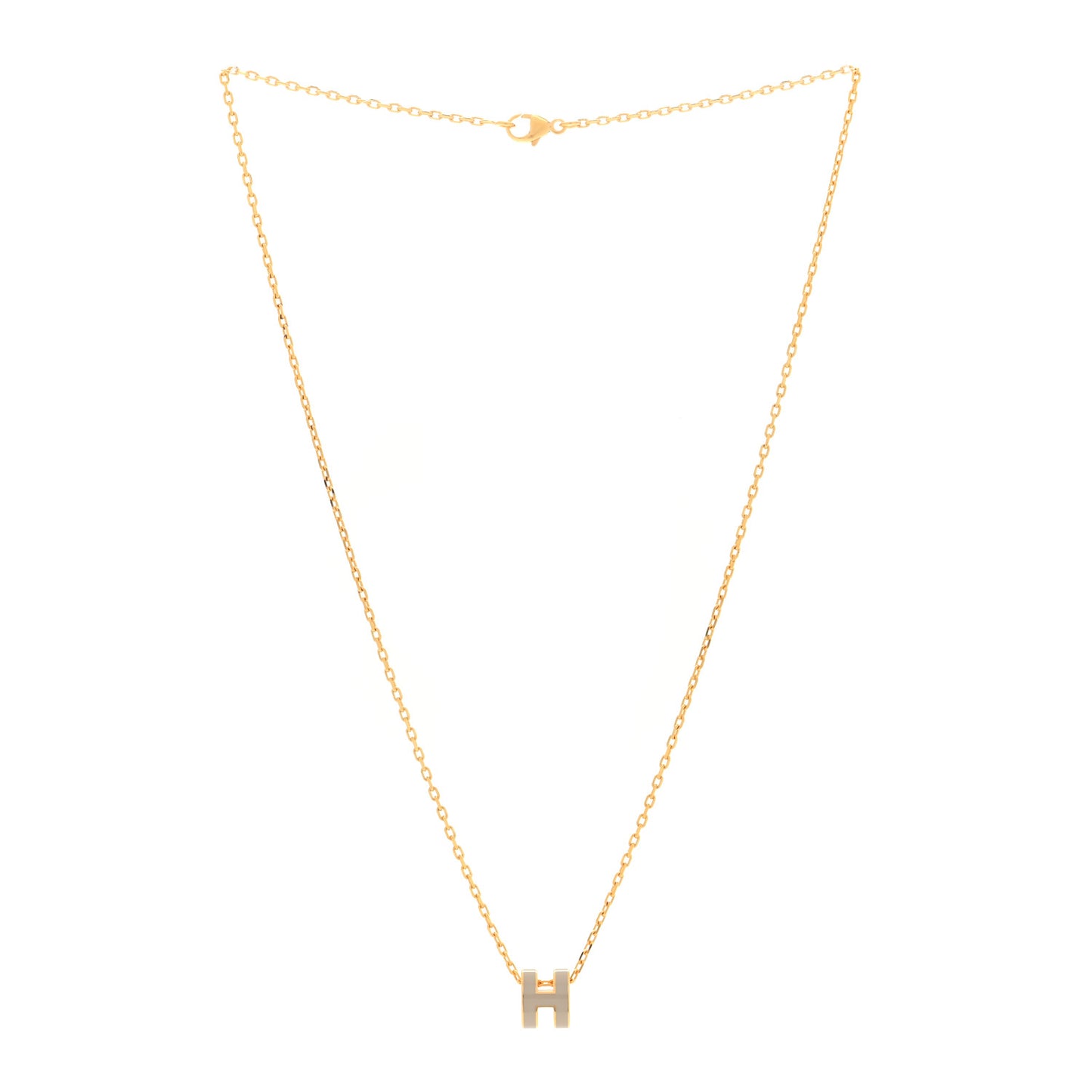 Lacquered Rose Gold Mini Pop H Pendant Necklace Marron Glace