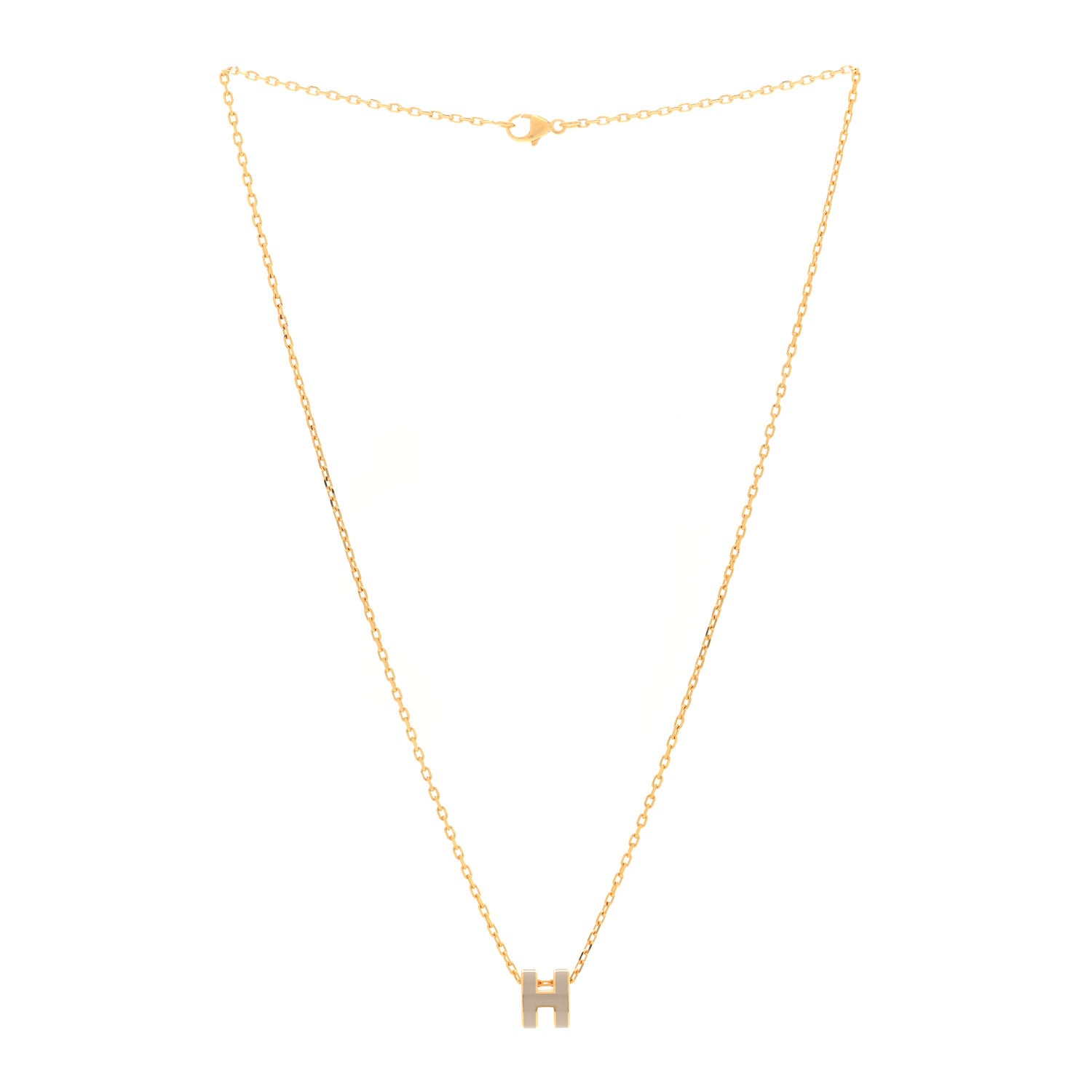 Hermes Lacquered Rose Gold Mini Pop H Pendant Necklace Marron Glace 3 of 5