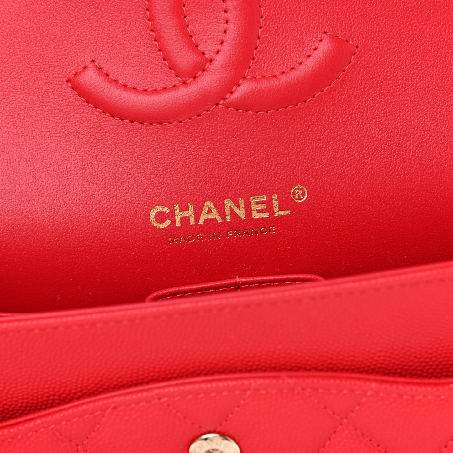 Caviar Quilted Medium Double Flap Red