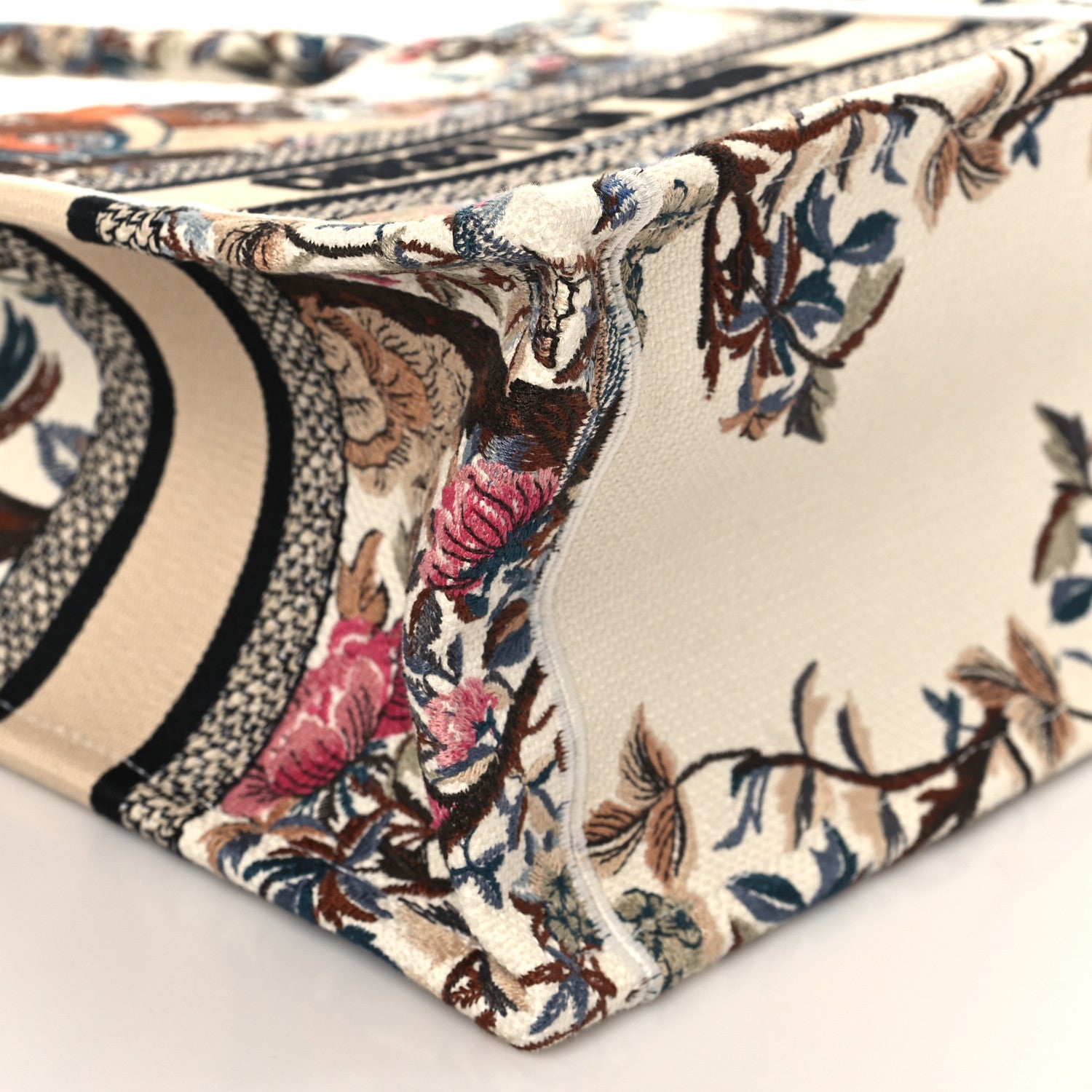 Christian Dior Canvas Embroidered Small Jardin D'Hiver Book Tote Latte Multicolor 7 of 8