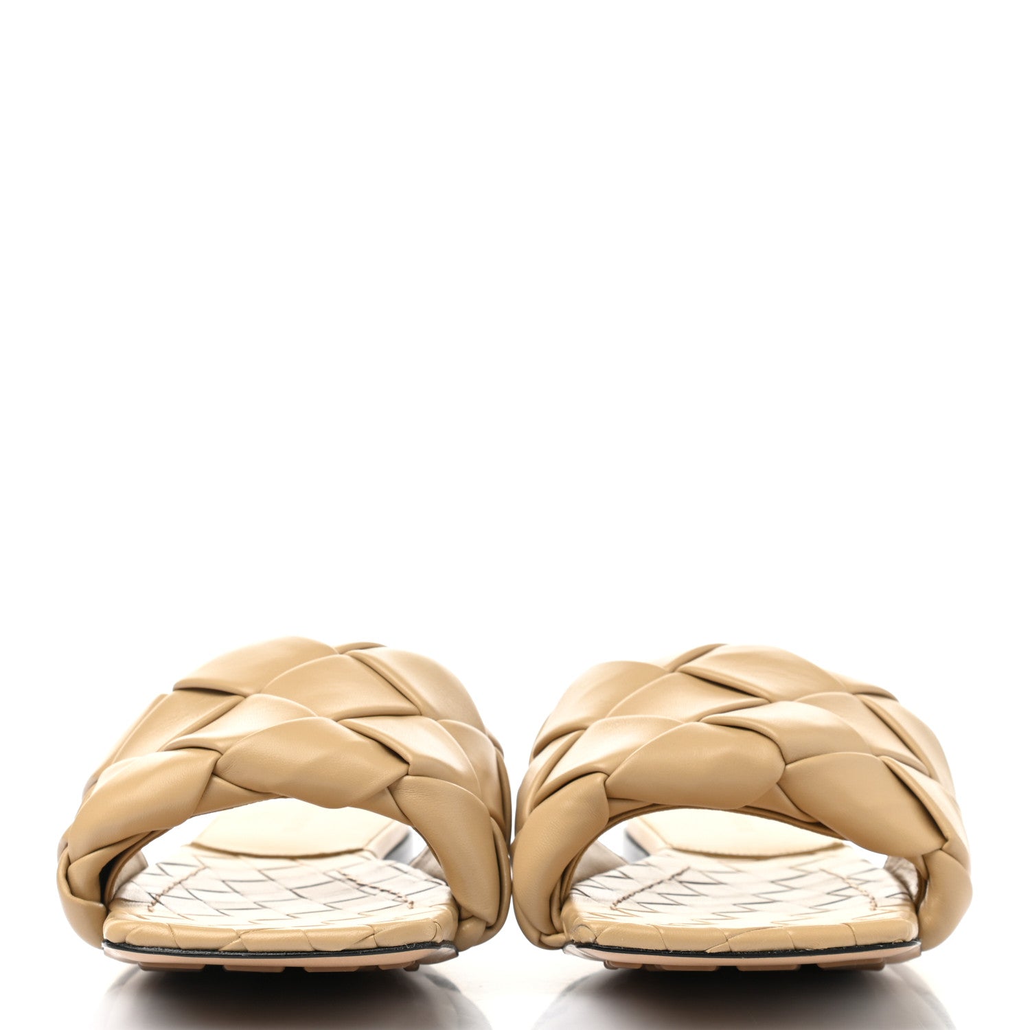 Bottega Veneta Nappa Maxi Intrecciato Lido Flat Sandals 38.5 Cane Sugar 2 of 7