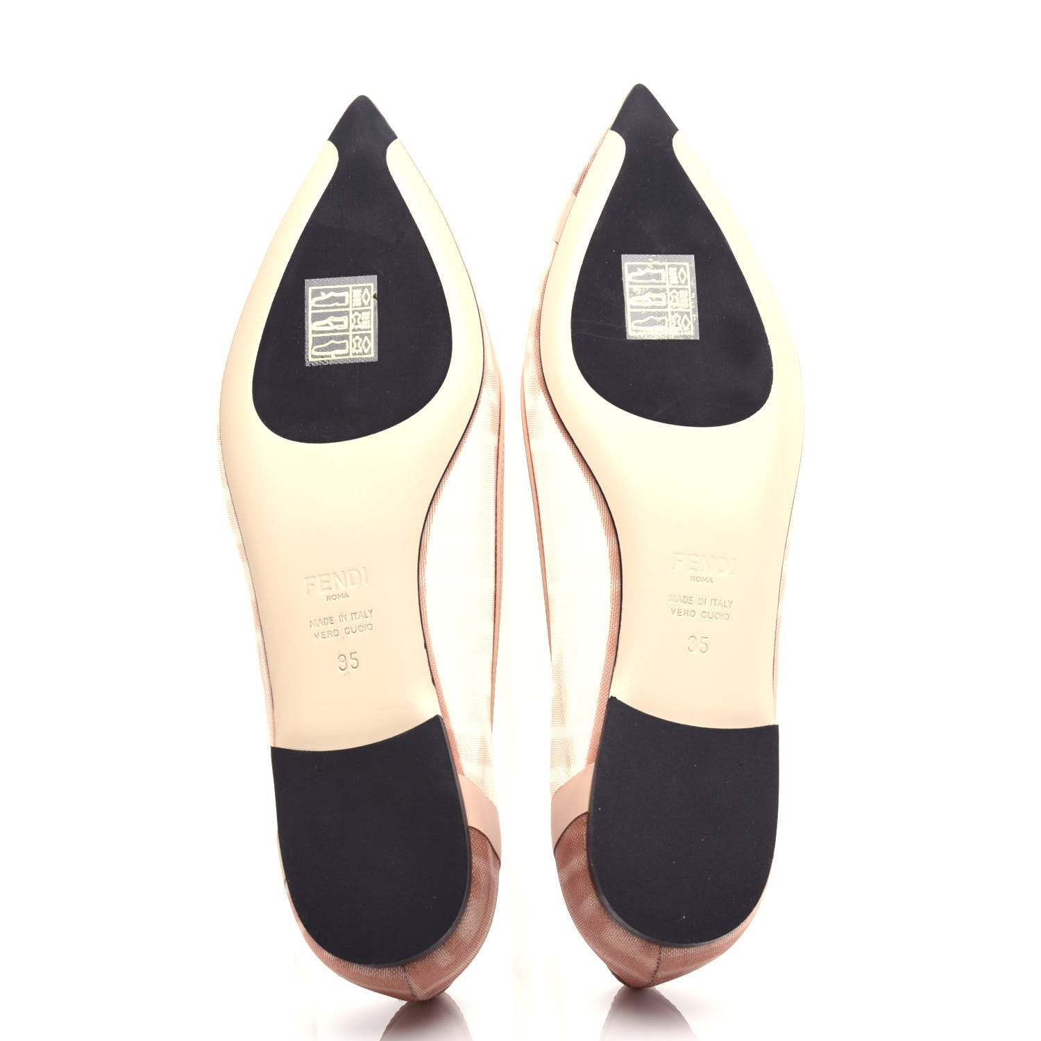 Fendi Mesh FF Skimmer Ballerina Flats 35 Rose Nude 6 of 10