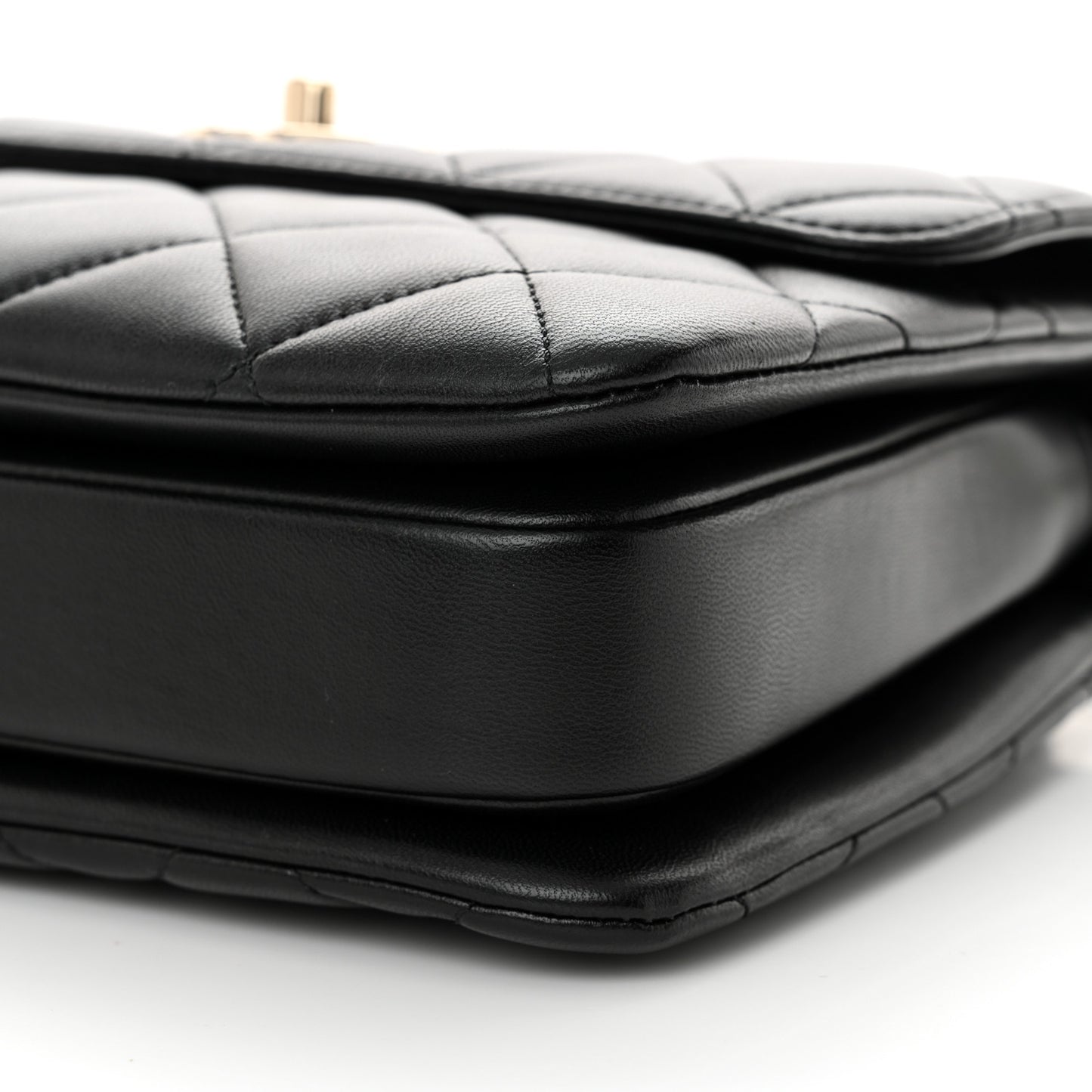 Lambskin Quilted Small Trendy CC Dual Handle Flap Bag Black