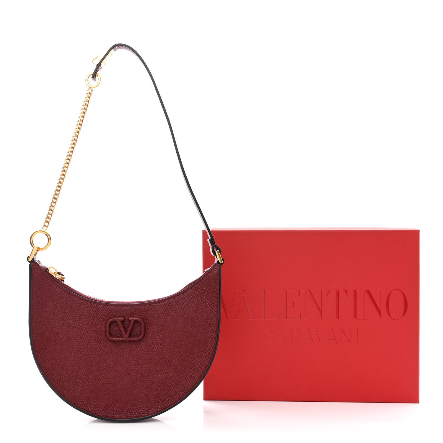 Valentino Garavani Grainy Calfskin Mini Vlogo Hobo Cerise 10 of 10