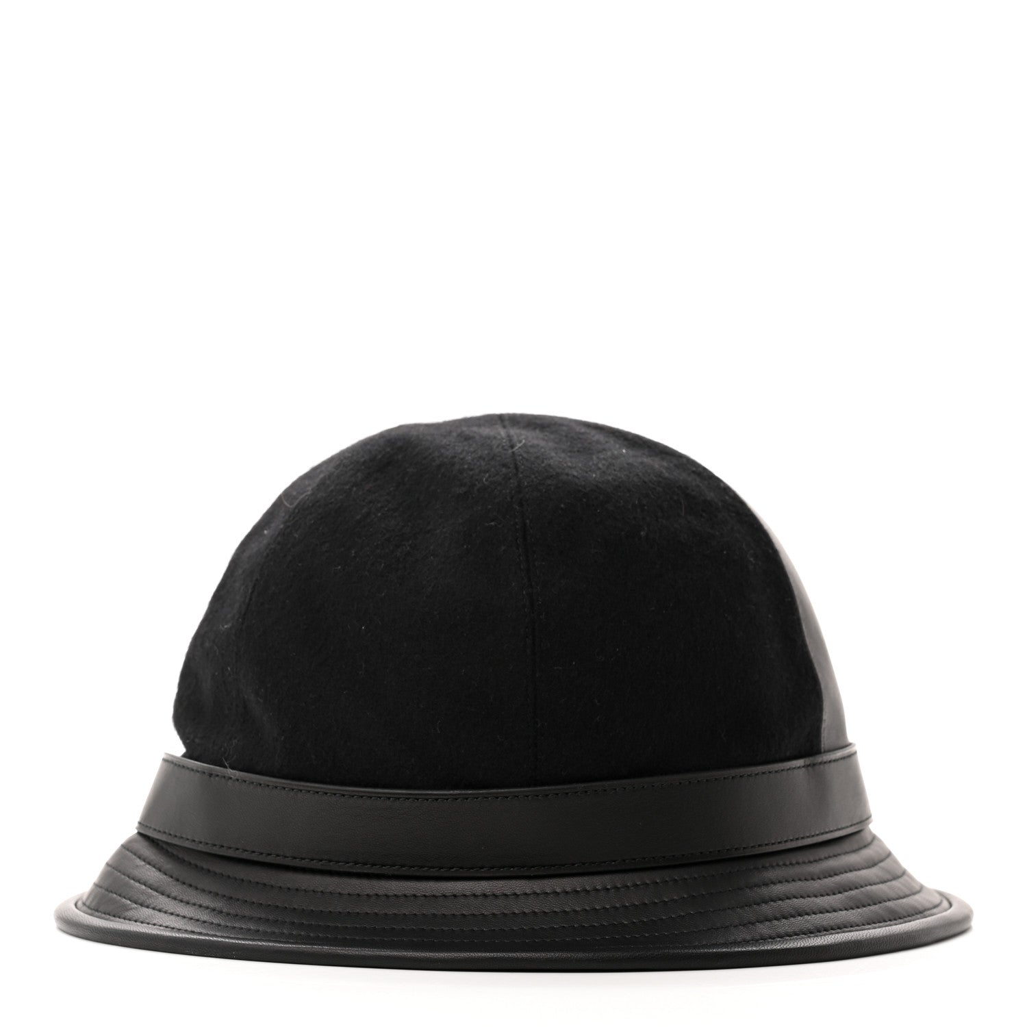 Hermes Wool Calfskin Hat 57 Black 5 of 11