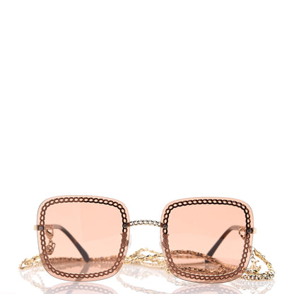 Chanel Metal Removable Chain Square Sunglasses 4244 Light Brown 3 of 6