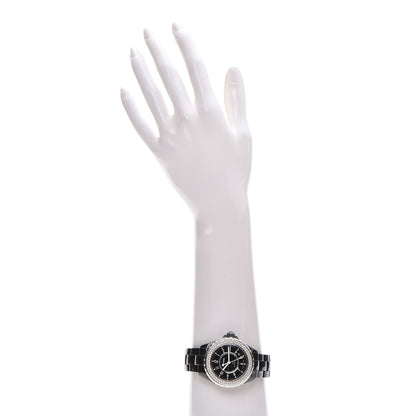 Chanel Stainless Steel Ceramic Diamond Pave Bezel 38mm J12 Automatic Watch Black 2 of 7