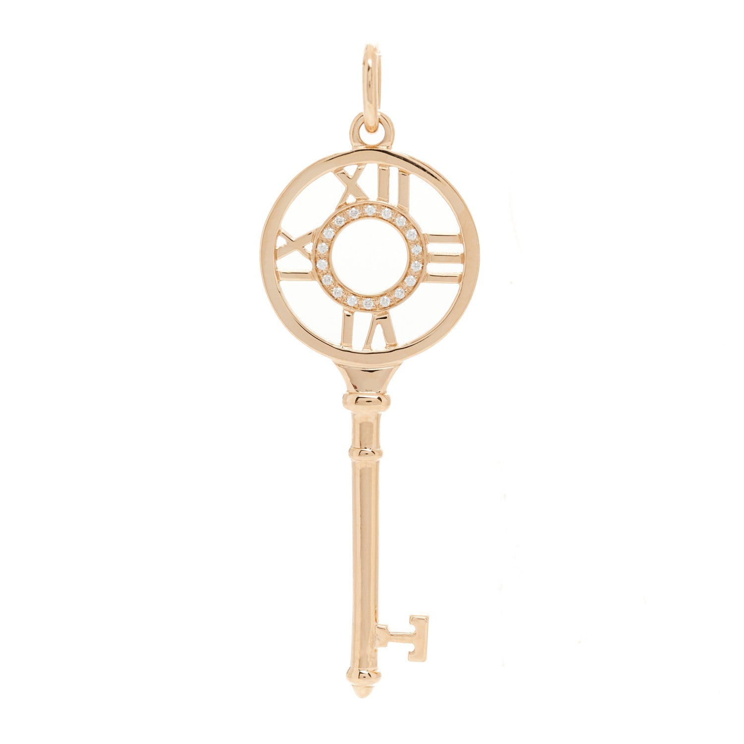 Tiffany 18K Rose Gold Diamond Atlas Key Pendant 1 of 4