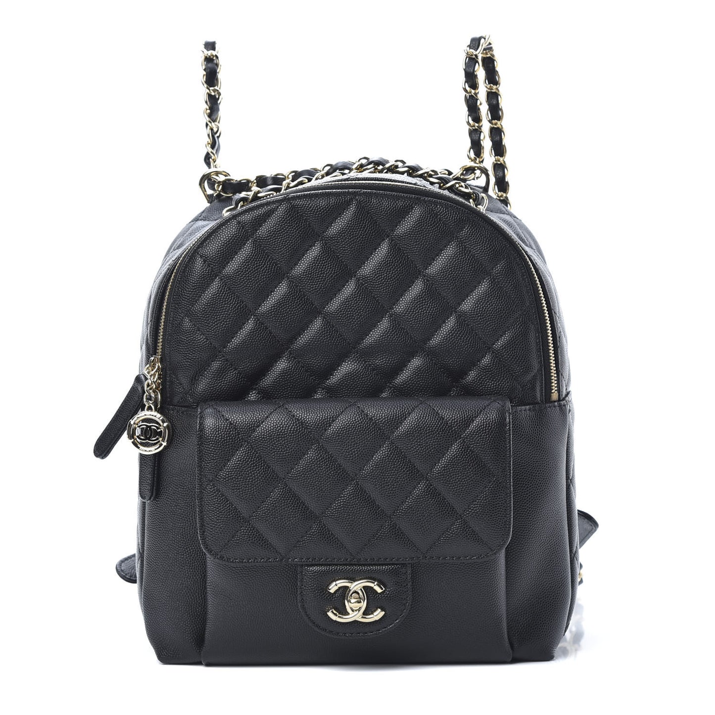 Caviar Quilted Medium Zip Around Backpack Black