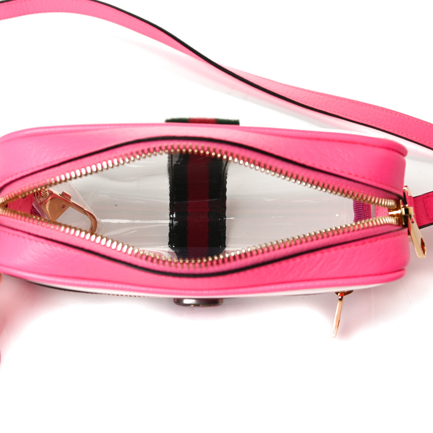 Gucci Vinyl Web Mini Ophidia Transparent Shoulder Bag Fluorescent Fuchsia 5 of 14