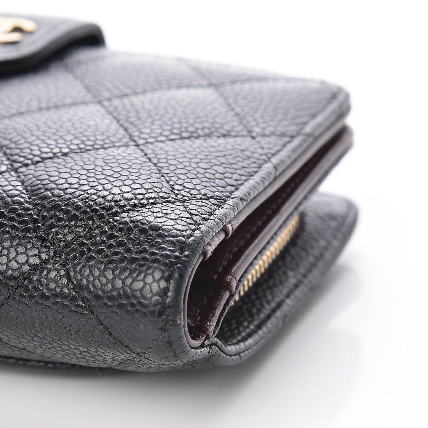 Caviar Quilted Zipped Pocket Wallet Black