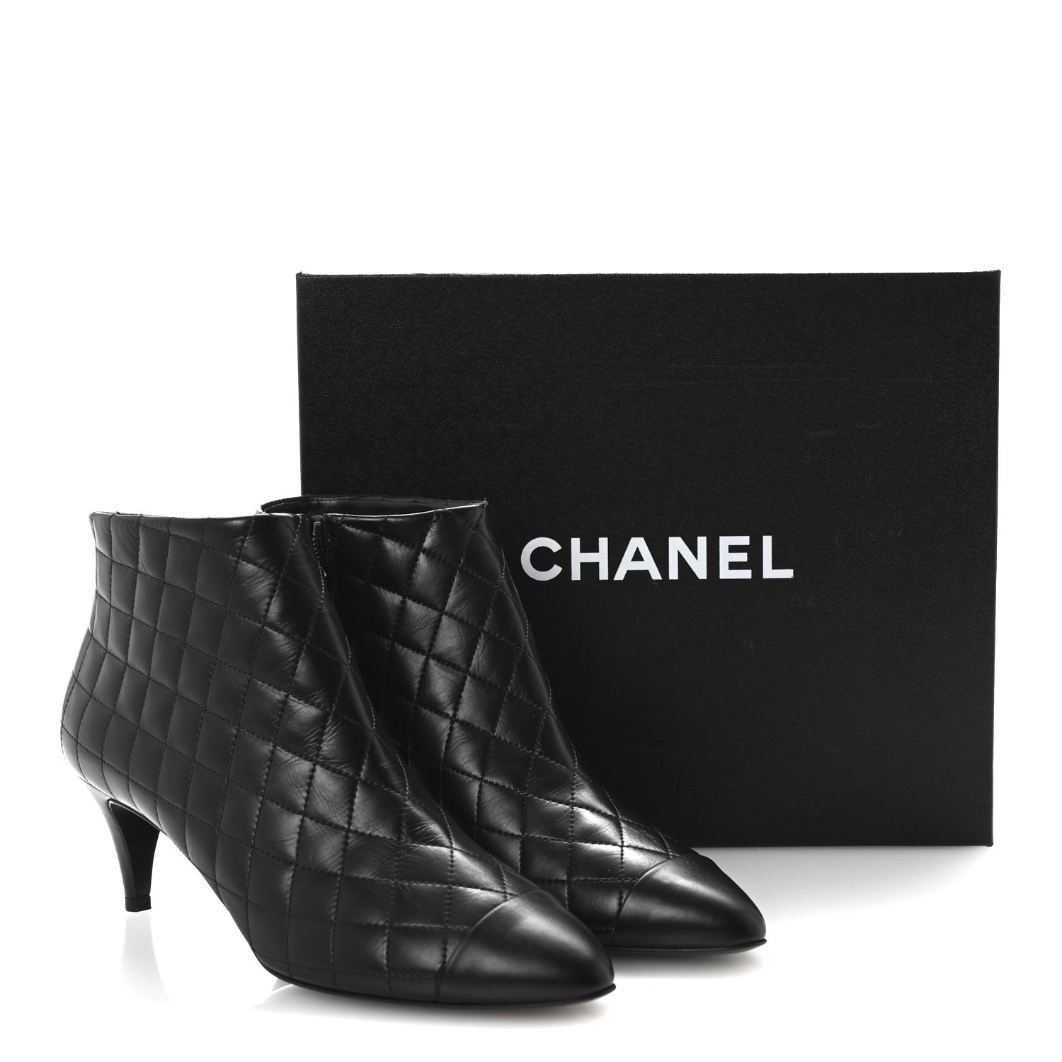 Chanel Calfskin Quilted Cap Toe Short Boots 40 Black 10 of 10