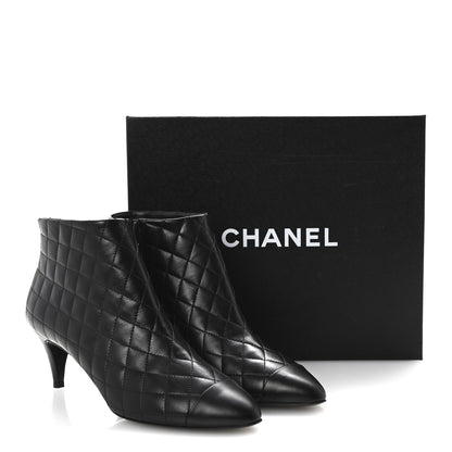 Chanel Calfskin Quilted Cap Toe Short Boots 40 Black 10 of 10