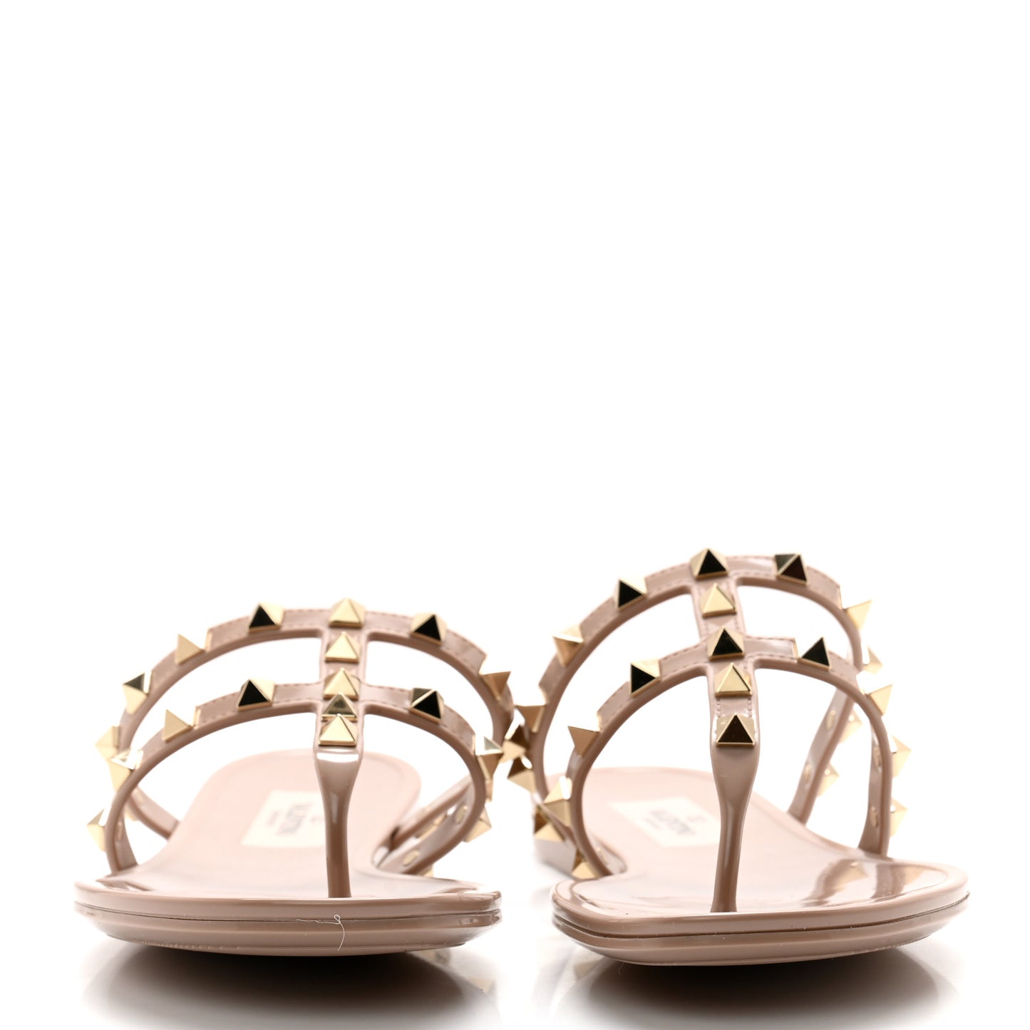 PVC Jelly Rockstud Caged Flat Thong Sandals 36 Poudre