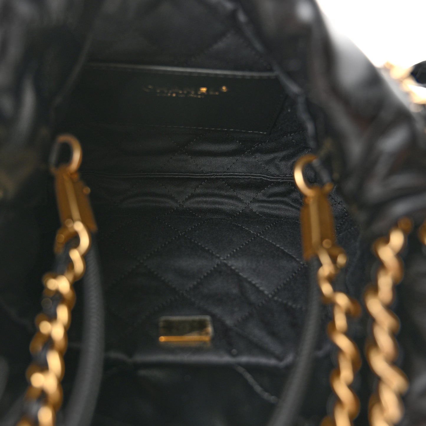 Shiny Calfskin Quilted Mini Chanel 22 Black