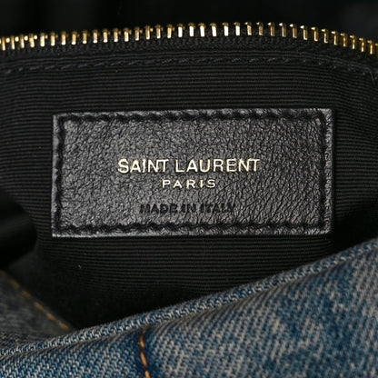 Saint Laurent Denim Quilted Small Loulou Puffer Monogram Chain Satchel Blue Cinnamon 6 of 8