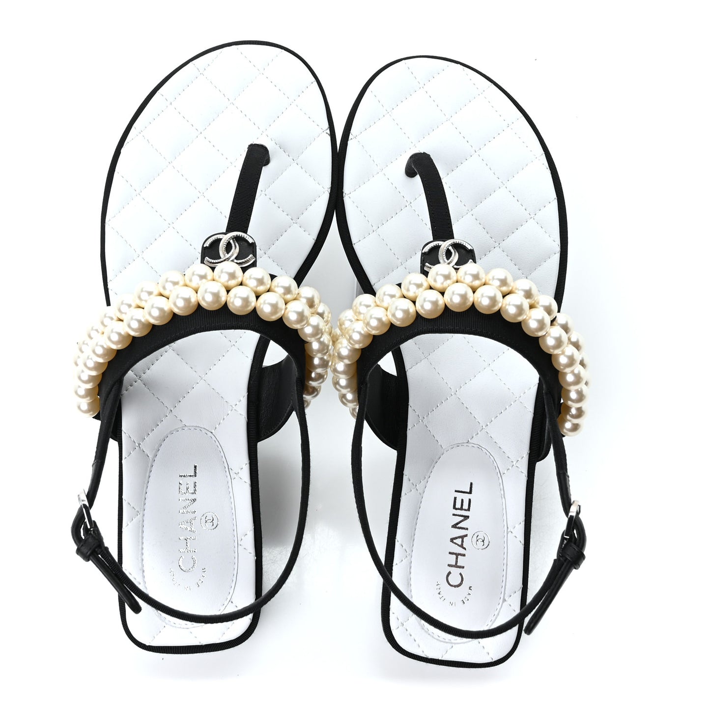Grosgrain Pearl CC Sandals 37 Black