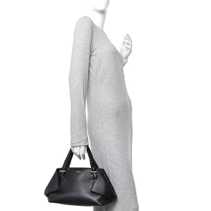 Salvatore Ferragamo Calfskin Braided Small Blossom Top Handle Bag Black 2 of 9