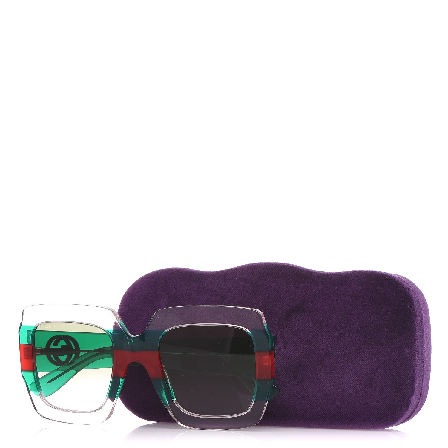 Gucci Square Web Frame GG0178S Sunglasses Green Red 7 of 7