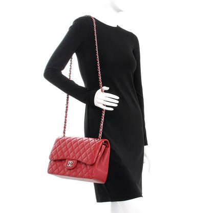 Chanel Caviar Quilted Jumbo Double Flap Dark Red 2 of 9