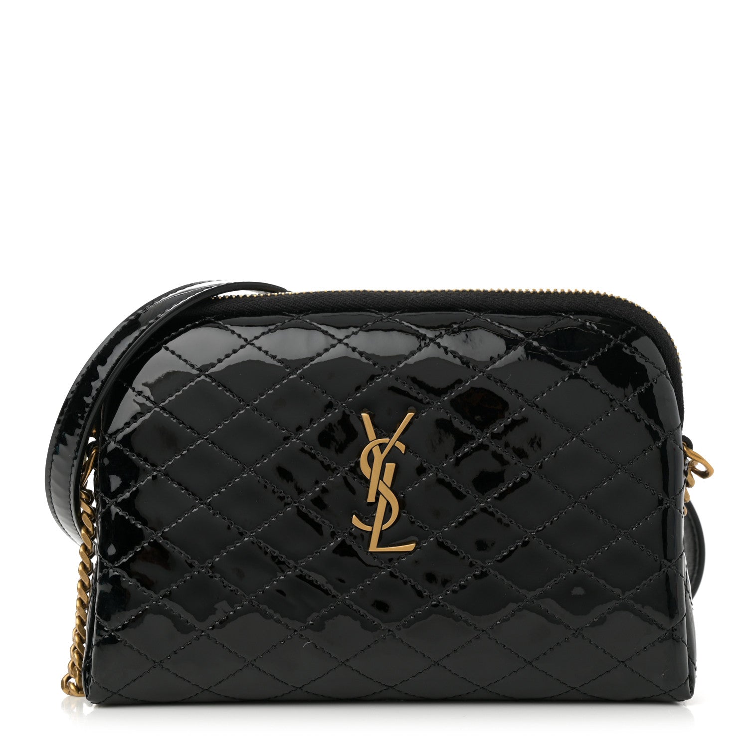 Saint Laurent Patent Quilted Gaby Zipped Pouch Black 1 of 12