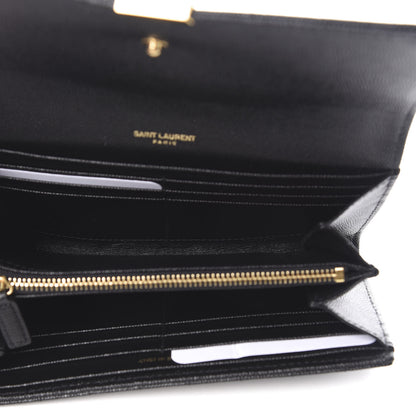 Saint Laurent Grain De Poudre Matelasse Monogram Large Vicky Continental Wallet Black 5 of 8