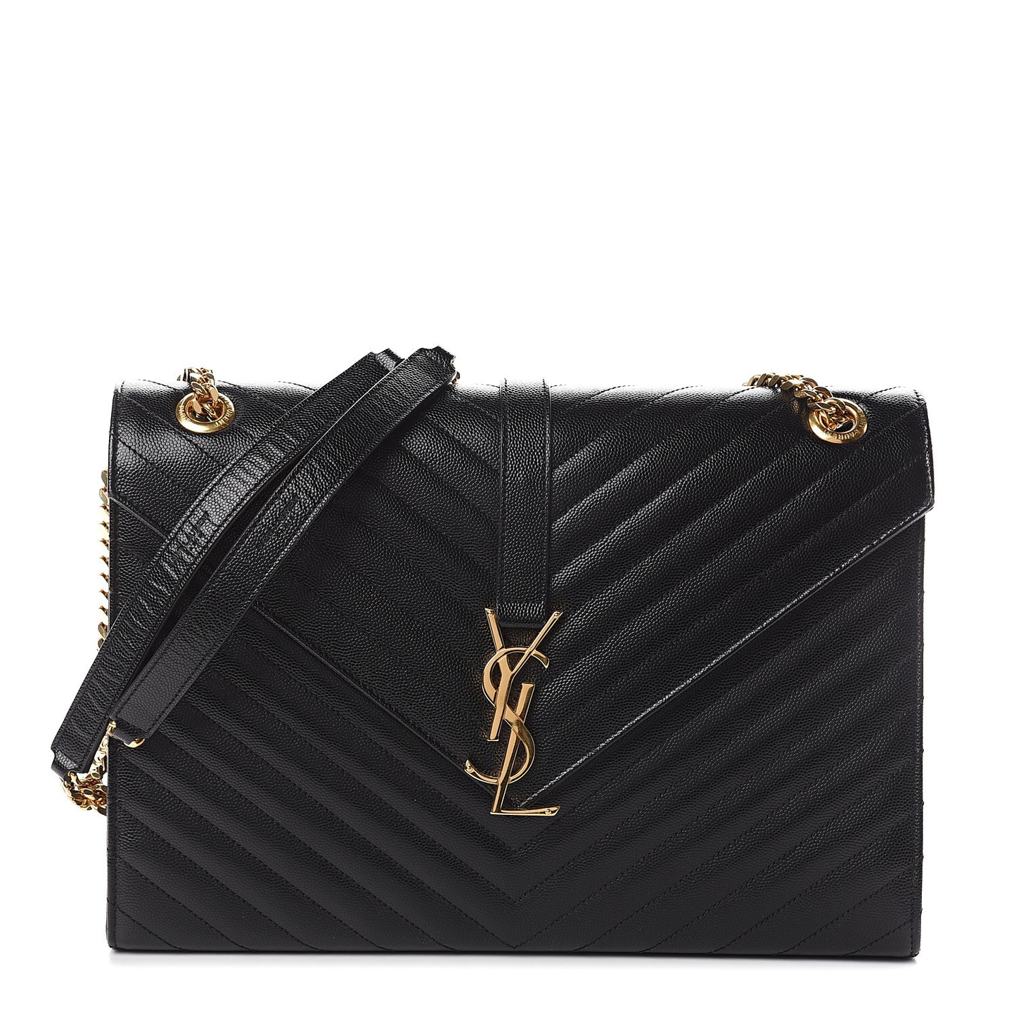 Grain De Poudre Matelasse Chevron Large Monogram Satchel Black