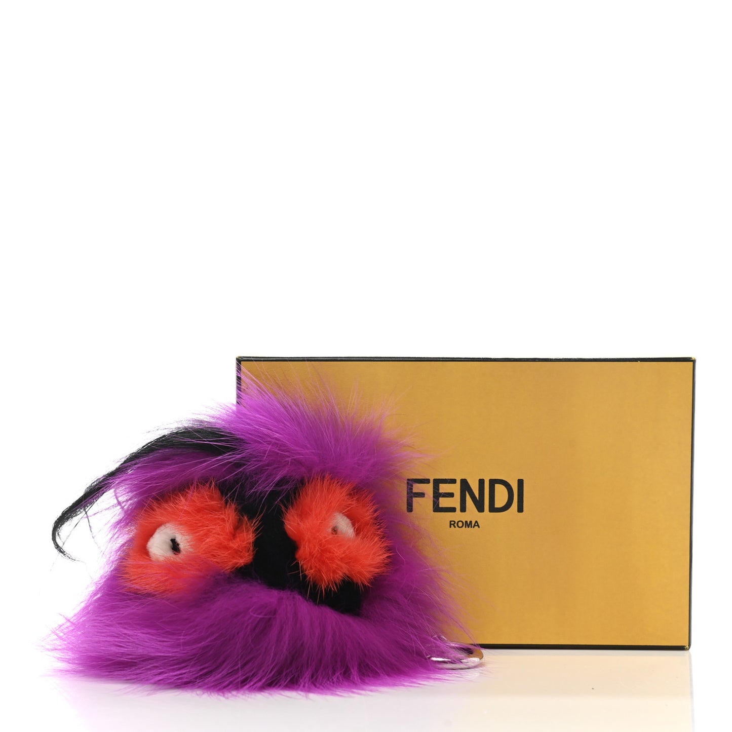 Fox Mink Goat Fur Oret Monster Bag Bug Charm Orchid Black