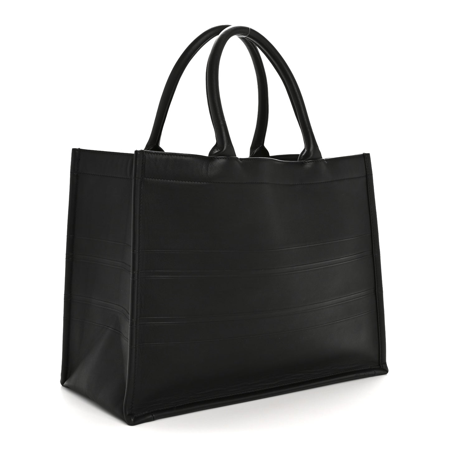 Calfskin Embossed Medium Book Tote Black