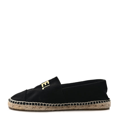 Chanel Velvet Logo Espadrilles 38 Black 1 of 7