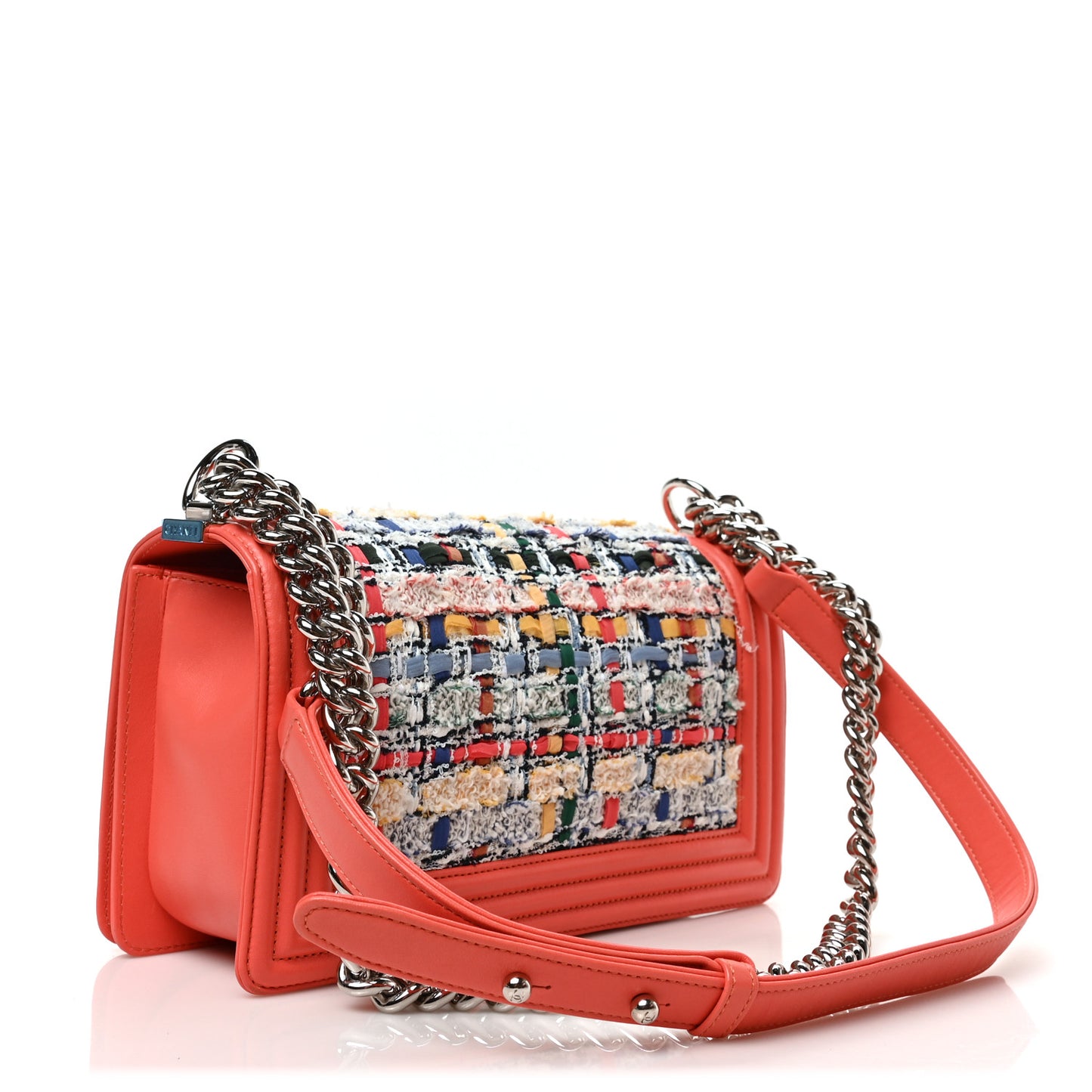 Lambskin Tweed Medium Boy Flap Coral