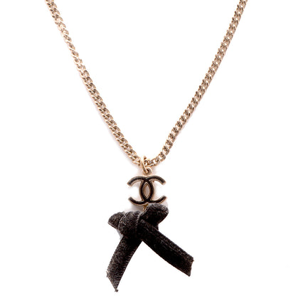 Chanel Enamel CC Bow Necklace Black 1 of 5