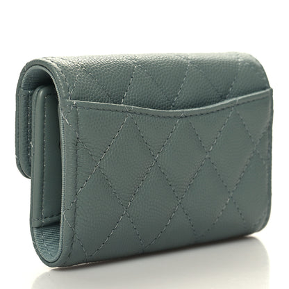 Chanel Caviar Quilted Classic 4 Key Holder Wallet Light Green 3 of 10