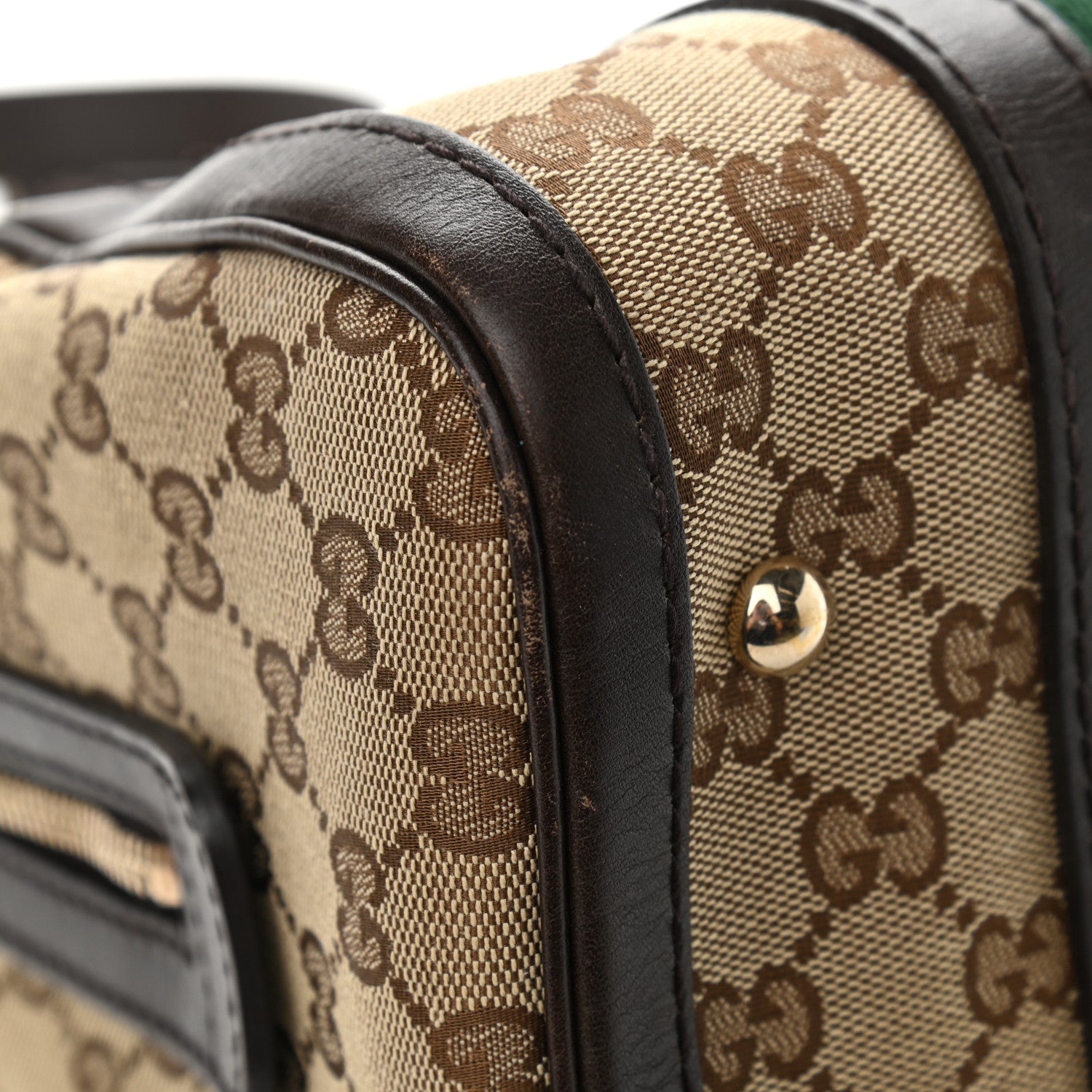 Gucci Monogram Vintage Web Small Boston Dark Brown 10 of 17